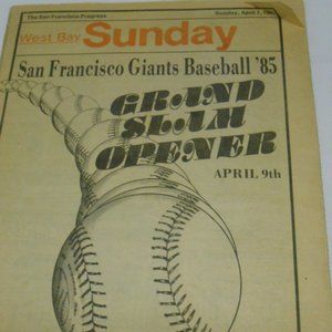 Vintage San Francisco Progress West Bay Sunday Newspaper Giants ⚾ 1985 Opener